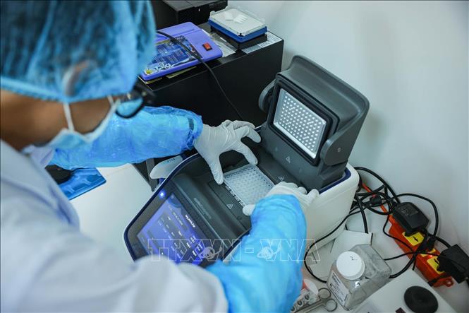 Tiến hành làm giàu DNA liệt sĩ bằng máy PCR. (Ảnh: Hoàng Hiếu/TTXVN)