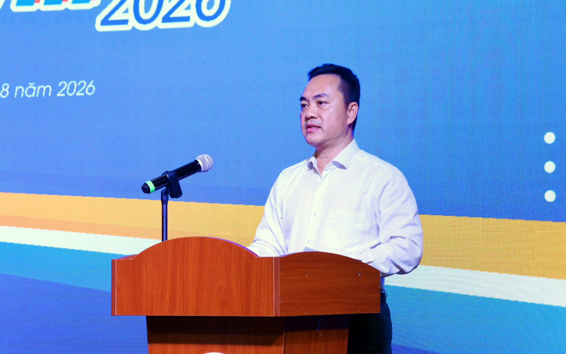 Ông Phạm Huỳnh Quang Hiếu, Phó Giám đốc Sở KH&CN TP Hồ Chí Minh phát biểu tại hội nghị. (Ảnh: Lưu Niệm/Báo Tin tức và Dân tộc) Media
