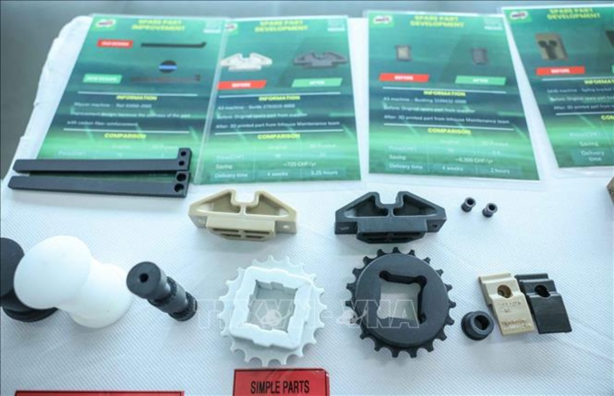 Các kỹ sư của công ty đã làm chủ công nghệ gia công CNC và máy in 3D vào hoạt động sản xuất của nhà máy, sản xuất phụ tùng ngay tại nhà máy, giúp tiết kiệm chi phí, giảm phụ thuộc vào nhà sản xuất phụ tùng. (Ảnh: Hoàng Hiếu/TTXVN)