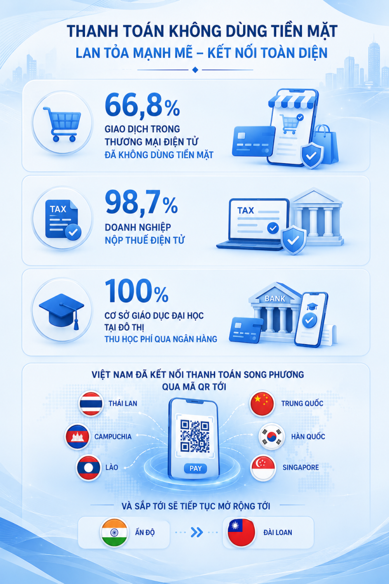 Việt Nam đã kết nối thanh toán song phương qua mã QR tới Thái Lan, Campuchia, Lào, Trung Quốc, Hàn Quốc, Singapore và sắp tới sẽ tiếp tục mở rộng tới Ấn Độ, Đài Loan (Trung Quốc). (Ảnh: Ngân hàng Nhà nước Việt Nam)