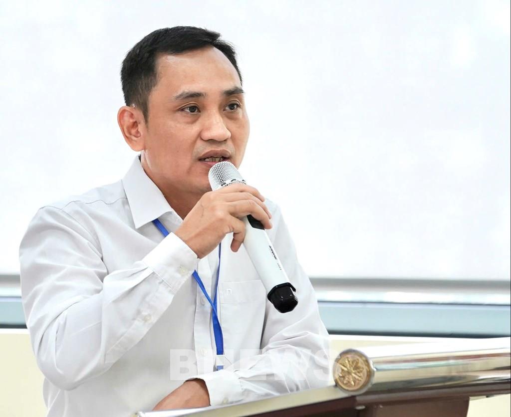Ông Nguyễn Đức Thắng, Phó Tổng biên tập Báo Xây dựng phát biểu. (Ảnh: Văn Xuyên/BNEWS/TTXVN)