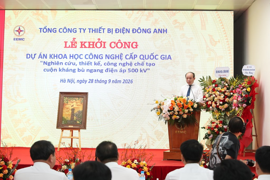 Lễ khởi công dự án Khoa học công nghệ cấp quốc gia “Nghiên cứu, thiết kế, công nghệ chế tạo cuộn kháng bù ngang điện áp 500 kV”. (Ảnh: Bnews/vnanet.vn)