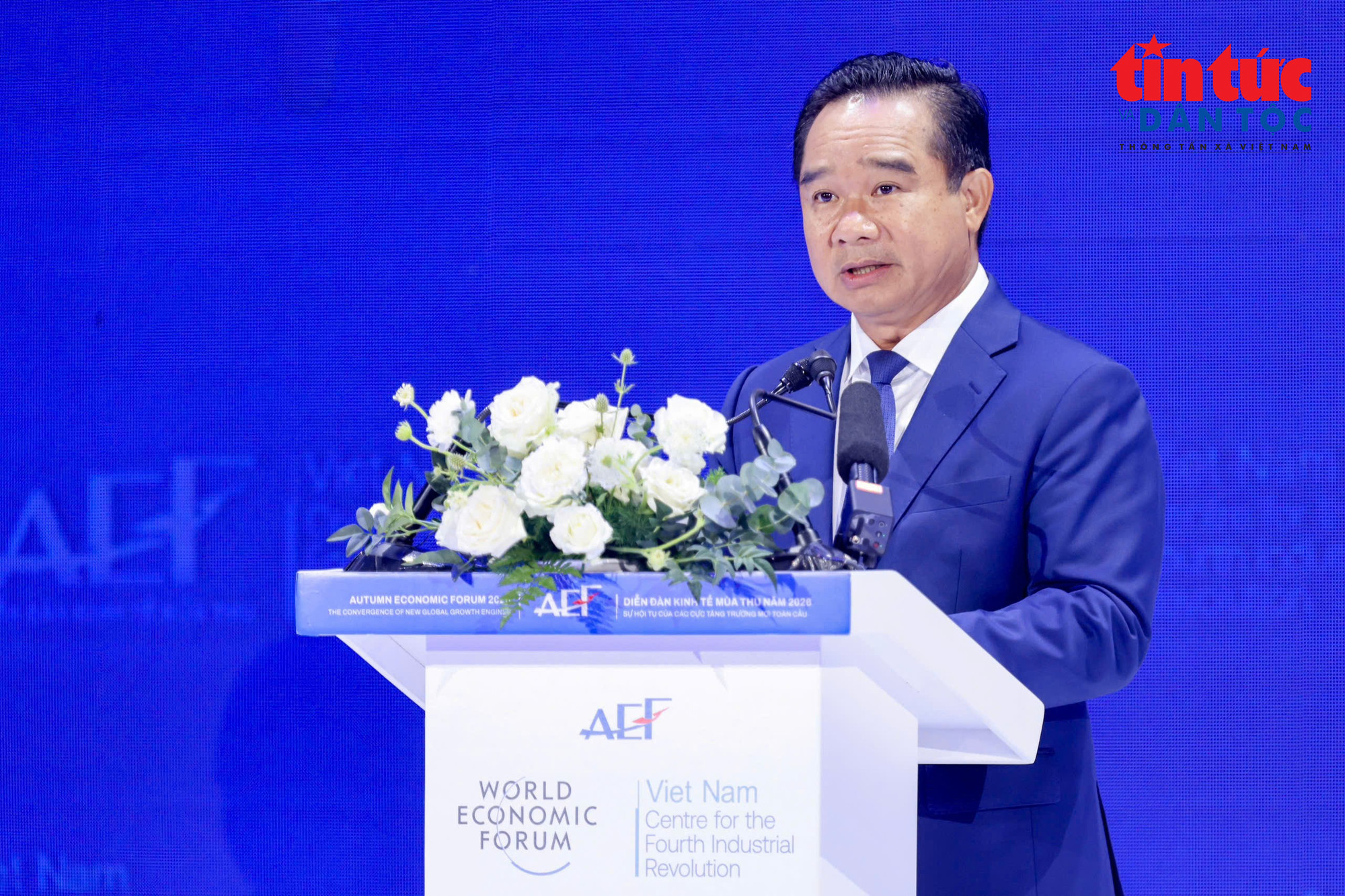Ông Nguyễn Văn Được, Chủ tịch UBND TP Hồ Chí Minh, phát biểu khai mạc Diễn đàn Kinh tế Mùa thu 2026. (Ảnh: Lưu Niệm/Báo Tin tức và Dân tộc)